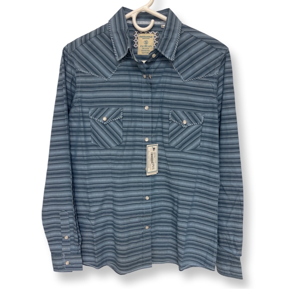 Panhandle Rough Stock Pearl Snap Western Shirt Women’s Small Blue